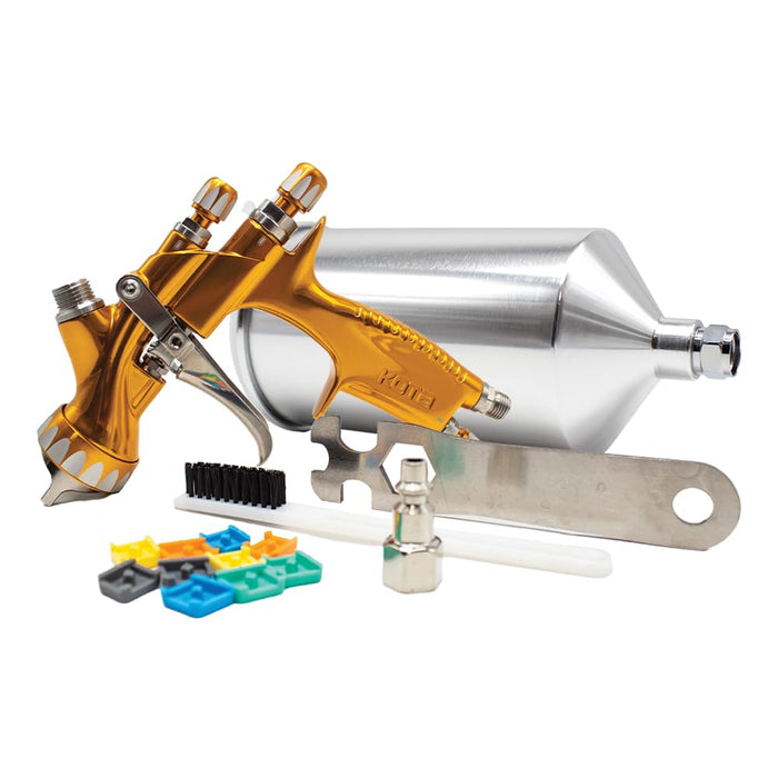 KOTA Gold Edition HVLP Spray Gun 1.4 mm with Paint Cup – Professional High Transfer Efficiency Spray Gun for Automotive and Industrial Finishing GT30014