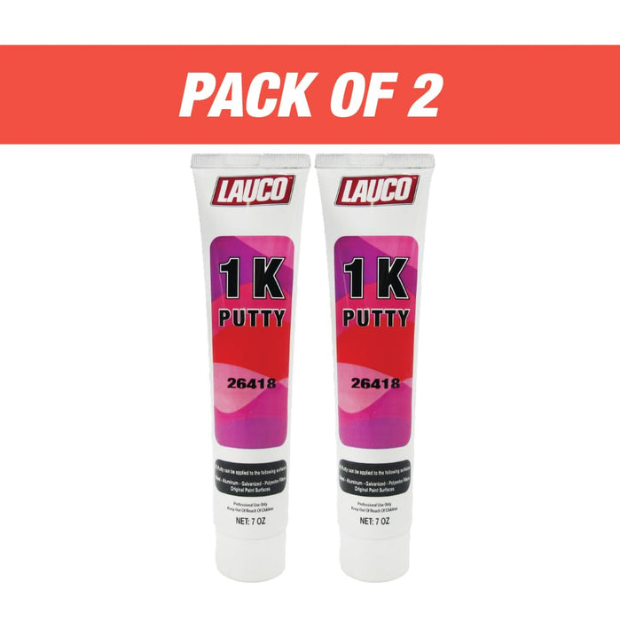 Lauco 1K Combination Body Filler Putty - Pack of 2 - Quick & Easy Repairs for Multiple Surfaces, 7 oz Tube