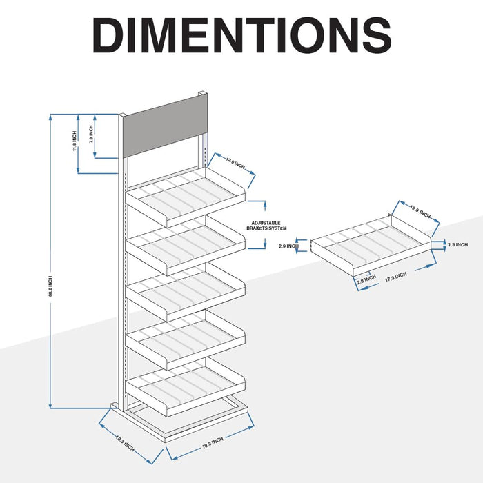 LAUCO Aerosol Rack Assortment Display - Holds up to 150 Aerosol Cans - 5 Tier Spray Paint Can Storage Rack Organizer - 68.8" H x 18.3" L x 18.3" W- 87228