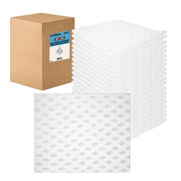 Paint Pocket Overspray Spray Booth Exhaust Arrestors Filters - White - 20 Per Pack (20 Inches x 25 Inches) (20 Pack - 20" x 25") 26517