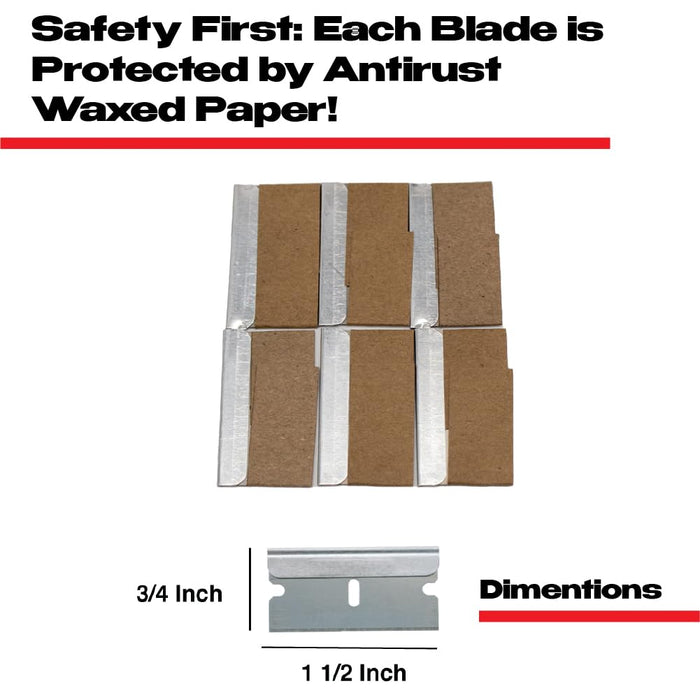 Single Edge Razor Blades (100 Pack) – Heavy Duty Scraper Blade Refills for Paint, Labels, Stickers, Decals & Adhesive Removal on Glass, Metal, and Tile 57025