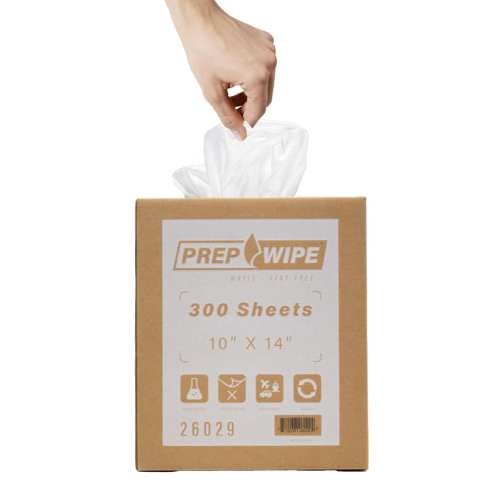Prep Wipe white Lint Free Cleaning Towels Pack of 300 Sheets, 10" x 14" - Multi-purpose, Reusable, Perforated, Industrial Grade Perforated Sheets (White, Pack of 4)