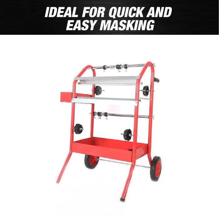 LAUCO Mobile 18" Multi-Roll Masking Paper Machine with Storage Trays, Masking Paper Machine, Automotive Masking Machine, Auto Body Masking Machine, Machine Shop Supply 01678