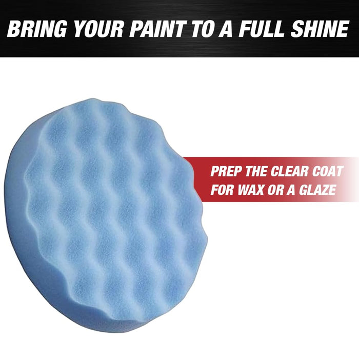 LAUCO Blue Waffle Foam Polishing Pad 8 Inch (203.2mm) | Light Cut Buffing Pad with Hook & Loop Grip | Intermediate Polish, Pre-Wax Cleaner & Sealant Application 9030