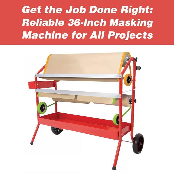 LAUCO 36" Mobile Masking Paper Machine with Storage Trays – Multi-Roll Masking Dispenser for Auto Body Paint, Car Repair & Collision Shop Prep (87277)