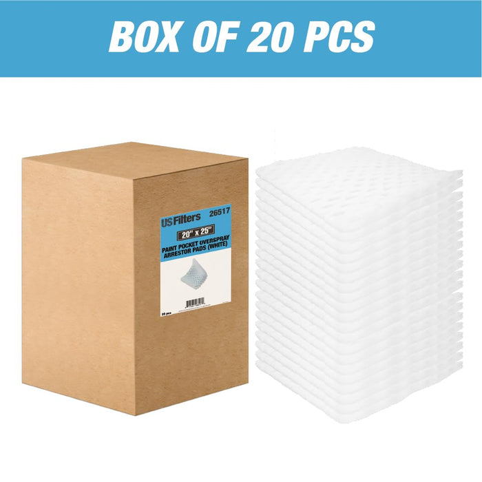 Paint Pocket Overspray Spray Booth Exhaust Arrestors Filters - White - 20 Per Pack (20 Inches x 25 Inches) (20 Pack - 20" x 25") 26517