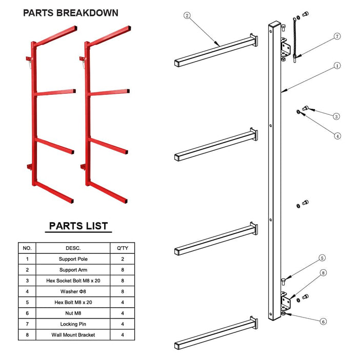 LAUCO Wall Mounting Bumper Stand - Auto Bumper Storage Rack - Efficient Storage Solution for the Body Shop, Bumper Rack, Body Shop Parts Rack- 4572