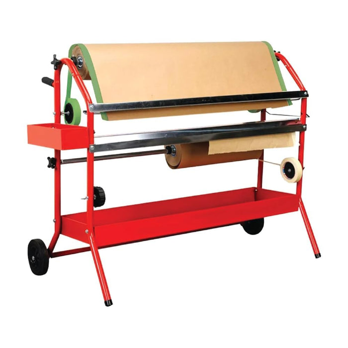 LAUCO 36" Mobile Masking Paper Machine with Storage Trays – Multi-Roll Masking Dispenser for Auto Body Paint, Car Repair & Collision Shop Prep (87277)