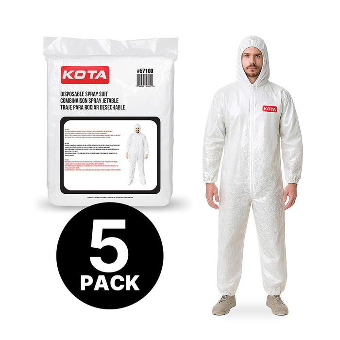 LAUCO KOTA Disposable Protective Coverall Suit with Hood, with Hood, Elastic Waist and Wrist for Spray Painting (5, X-Large)