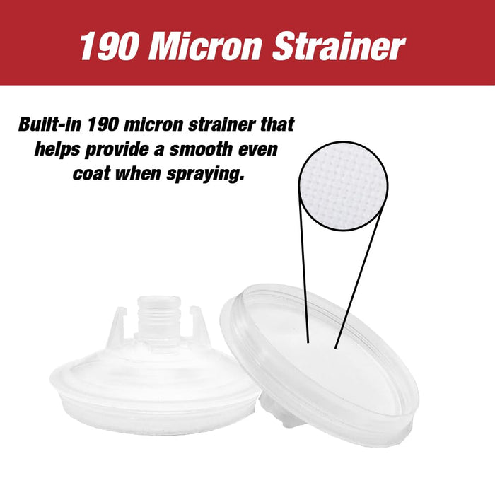 Disposable Paint Spray Gun Cups Liners and Lid System 50 Liners, 50 Lids, 190 MIC, 1 Hard Cup with Retainer Ring and 20 Plugs - Compatible w/ Original 1.0 System (not 2.0) (5 Boxes of 400ml / 13.5oz)