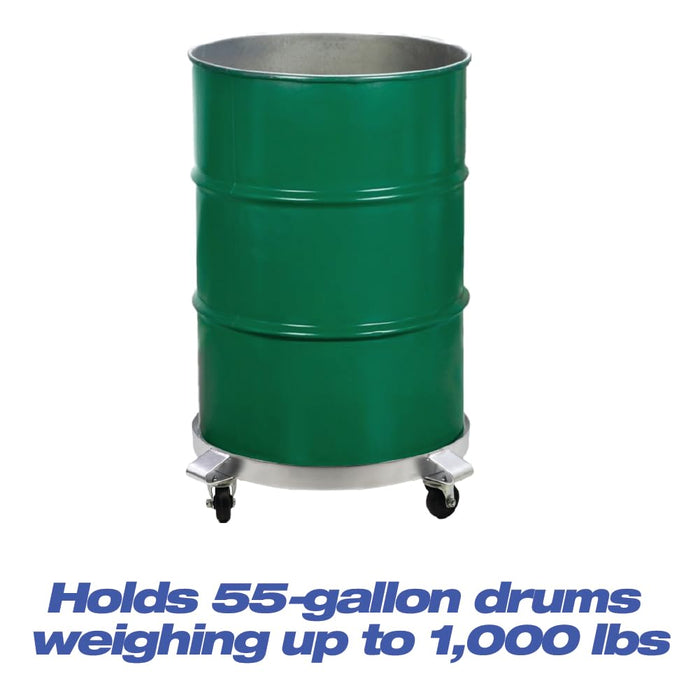 55-Gallon Drum and Garbage Can Dolly – Heavy-Duty Metal Dolly with Cross Braces and Caster Wheels – 1,000-Pound Capacity (Silver) (1) 87299