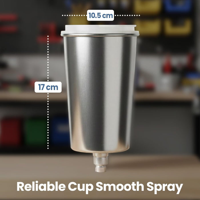 Aluminum Spray Gun Cup (1 Quart / 1000cc) | Heavy-Duty Gravity Feed Paint Pot with Snug Press-Fit Lid | Universal Fit for HVLP, LVLP, and Standard Spray Guns 9551