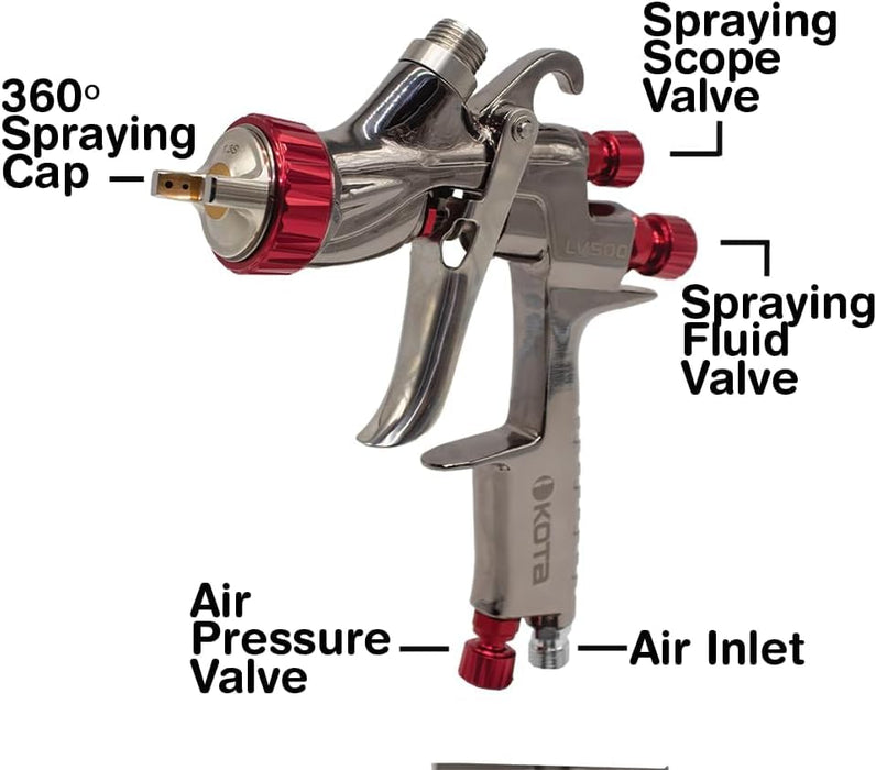 KOTA LVLP Spray Gun Paint 1.3 mm Nozzle with Aluminum Cup (Set 1.4 mm) 75912