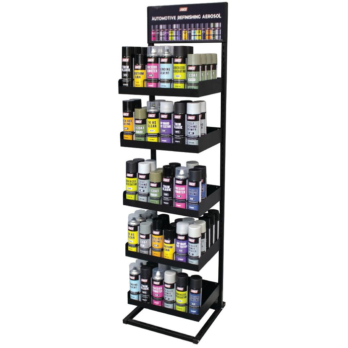 LAUCO Aerosol Rack Assortment Display - Holds up to 150 Aerosol Cans - 5 Tier Spray Paint Can Storage Rack Organizer - 68.8" H x 18.3" L x 18.3" W- 87228