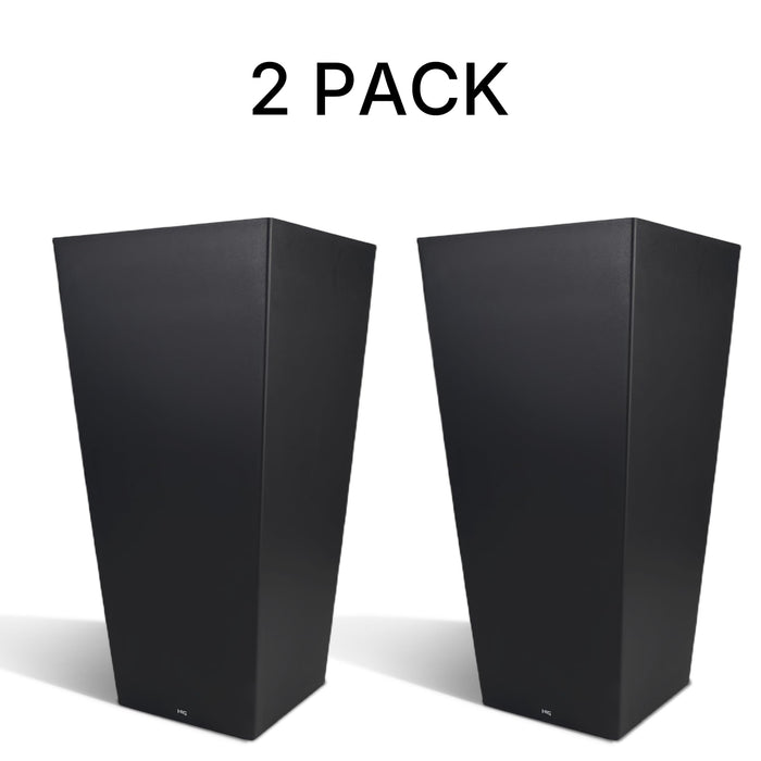 Tall Black Planter 30 Inch Modern Tapered Square Flower Pot for Indoor & Outdoor Use, Durable Plastic, Weatherproof & UV Resistant with Drainage Hole, Large Decorative Plant Container 87295