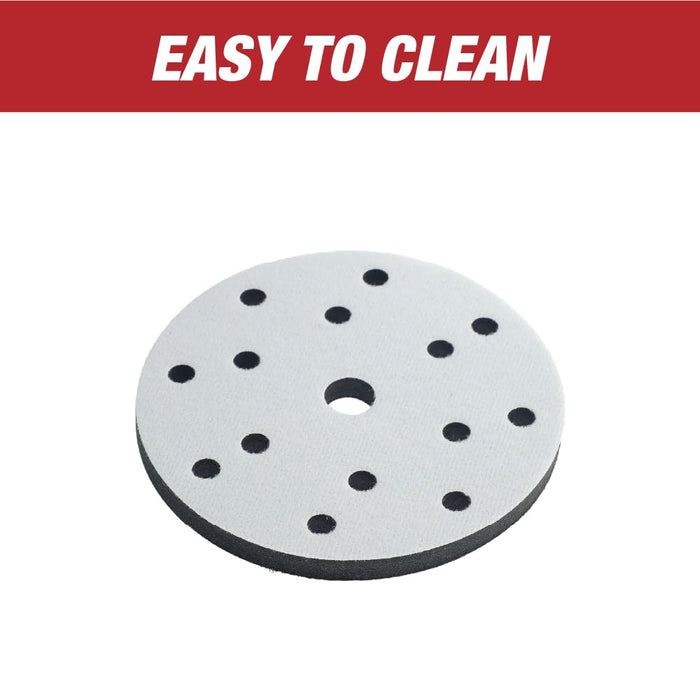 LAUCO 6-Inch Soft Interface Pad – 15-Hole Hook & Loop Foam Cushion Buffer Pad for Dual Action & Random Orbital Sanders – Vibration Reduction, Edge Control & Contour Sanding (Black) 09063