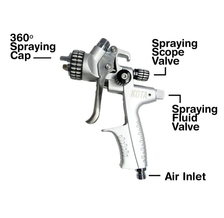 KOTA MP Spray Gun 1.3 mm Nozzle – Medium Pressure Gravity Feed Paint Gun for Automotive, Carpentry, Industrial, and Decorative Painting 41922