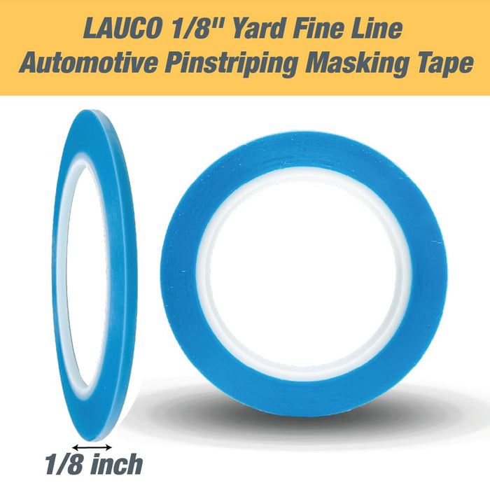 LAUCO Fine Line Automotive Pinstriping Masking Tape – 1/8 Inch Wide, Ultra-Flexible Tape for Curves & Detail (2 Pack, 36 Yard Roll)