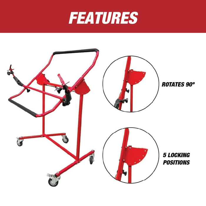 LAUCO Adjustable Bumper Stand, Securely Holds Plastic Car Bumper Covers for Automotive Bodyshop Repair - Multiple Angles, 5 Locking Positions, Wheels - Sand, Prep, Spray Primer, Paint Bodywork