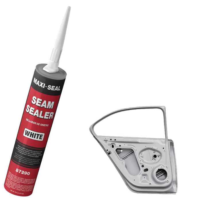 Maxi -Seal Polyurethane Seam Sealer Automotive - White, 10.5oz Tube - Durable & Flexible Auto Body Filler - Seam & Joint Compound for Bare or Painted Surfaces - Brushable to Duplicate O.E.M (1 Pack)