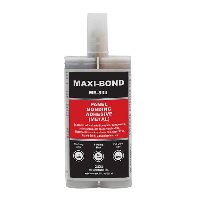 LAUCO Maxi-Bond Panel Bonding Adhesive MB-833 – Two-Part Methacrylate Epoxy Adhesive, Non-Sag, High Strength for Metal, Fiberglass, Wood, Aluminum & Composites – 200 mL (6.75 fl oz)