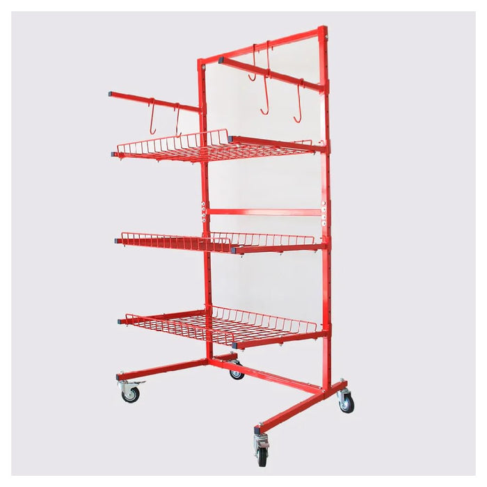 LAUCO B Series 3Shelf Auto Parts Storage Cart & Rack Stand for Garage, Workshop, Mechanic Shop, Heavy Duty Steel Construction, High Capacity, Space-Saving Organizer, Mobile & Stationary Use 07755