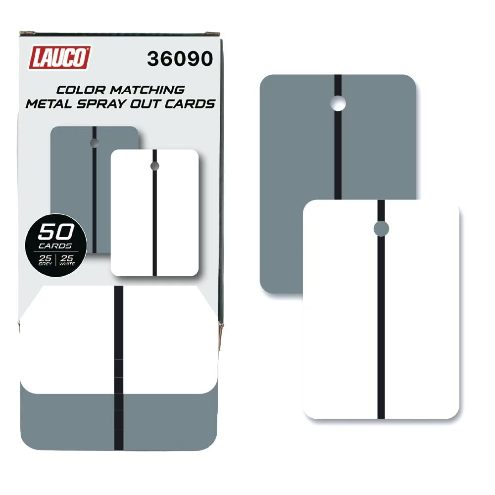 LAUCO Metal Spray Out Cards – White & Medium Grey Automotive Color Matching Test Panels – 4" x 6" Spray Out Sample Cards – (50 Pack)