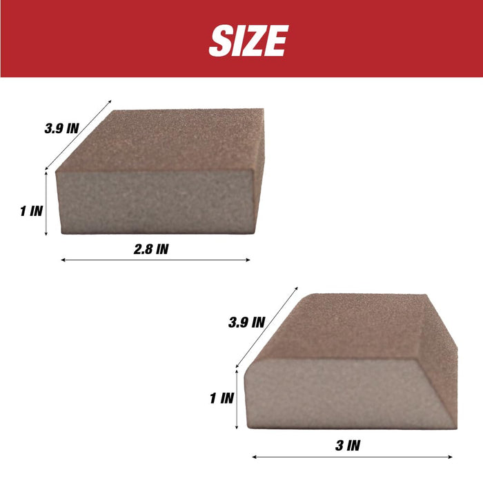 10 Pack Sanding Sponge, Washable and Reusable Sandpaper Block, Coarse/Medium/Fine/Superfine in 60/80/100/120/180/220 Grit; for Wood, Drywall, Metal, Plaster. 57026
