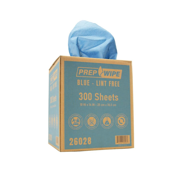 Prep Wipe Premium Lint-Free Wipes (4 Boxes / 1200 Sheets) | Polypropylene Heavy Duty Shop Cloths | Solvent & Oil Absorbent Towels | 10" x 14" 26028