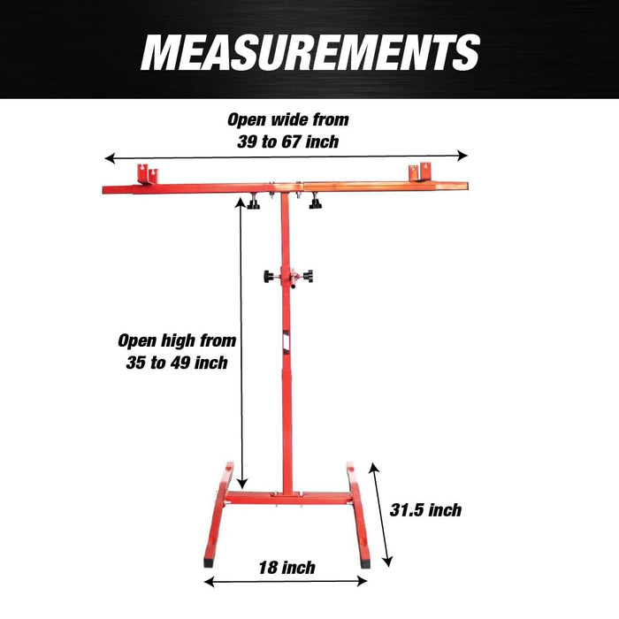 LAUCO Automotive Adjustable Paint Stand T-Bar, Heavy-Duty Car Bumper, Fender & Panel Spray Rack with Secure Mount for Body Shop Use