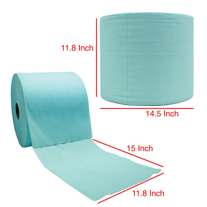 LAUCO Prep-Wipe Heavy Duty Industrial Wipes Jumbo Roll, Lint Free Blue Cleaning Towels, (500 Sheets per Roll, 1 Roll/Case, 11.8” x 15” each sheet) (05820)