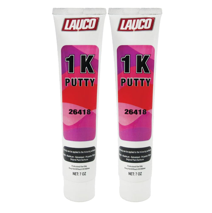 Lauco 1K Combination Body Filler Putty - Pack of 2 - Quick & Easy Repairs for Multiple Surfaces, 7 oz Tube