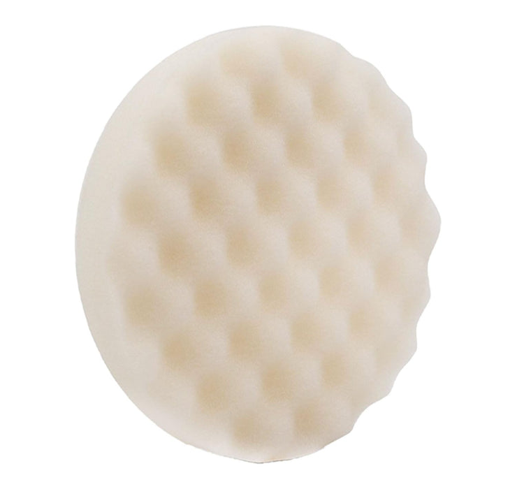 LAUCO White Foam Waffle Buffing Pad – 8” Single-Sided Polishing & Waxing Pad – Final Finish for High-Gloss Shine – Hook & Loop Backing (203.2 mm) – 1 Pack 8997