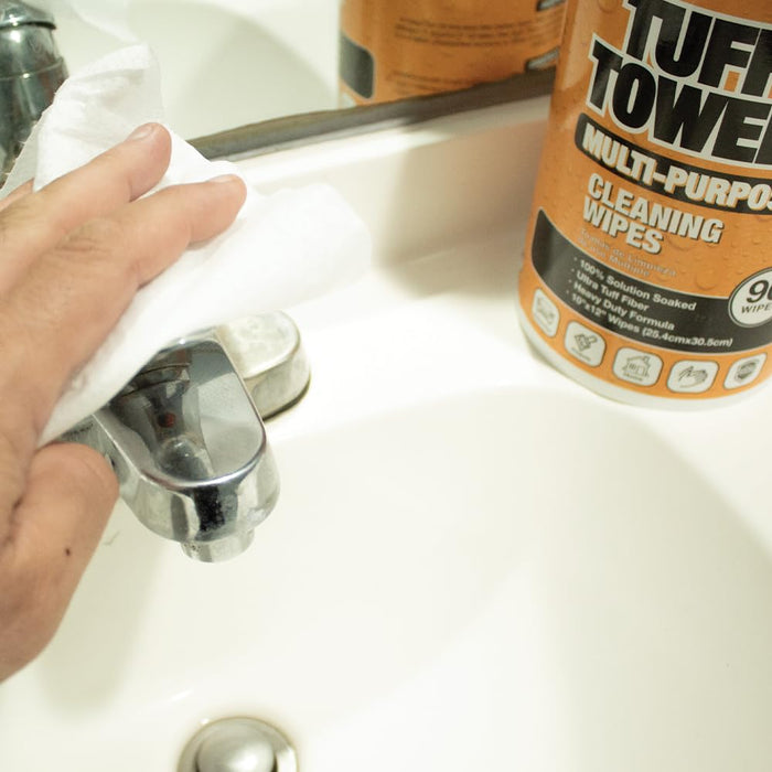 Tuffy Towels Heavy-Duty 10" x 12" Size Multi-Surface Cleaning Wipes, (10" x 12" Wipes) Per Canister, Pack of 1, 90 Count Total 57022