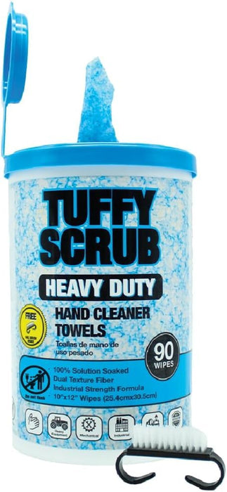 LAUCO Tuffy Scrub Cleaning Wipes – 90 Count (10" x 12") – Heavy Duty & Multi-Purpose Hand and Surface Towels for Industrial, Shop, Auto & Home Use (2 Pack, Heavy-Duty) 57029