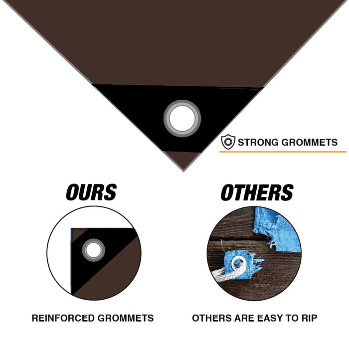 Heavy Brown Tarp - 16 MIL Multipurpose UV Resistant, Waterproof Protective Tarp Cover with Metal Grommets and Reinforced Edges - for Roof, Camping, Patio, Pool, Boat, Car (25ft x 45ft) 38902