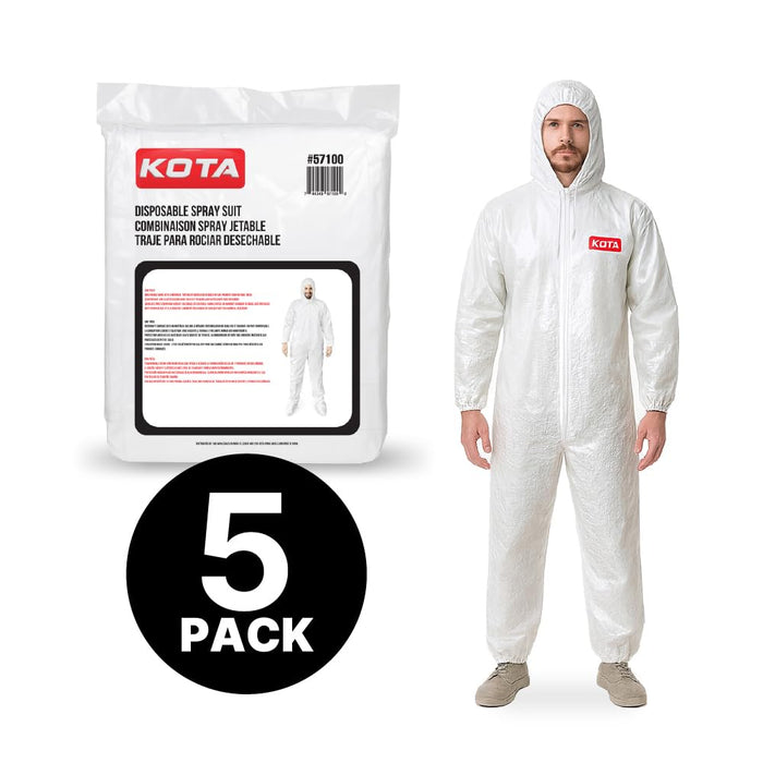 LAUCO KOTA Disposable Protective Coverall Suit with Hood, with Hood, Elastic Waist and Wrist for Spray Painting (5, Large)