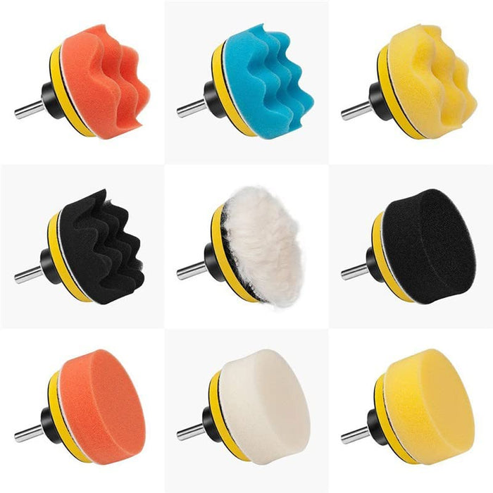 Buffing and Polishing Pad Kit for Drill Adapter – 3-Inch Foam and Wool Pads for Car Detailing, Scratch Removal, Cutting, Finishing and Polishing (30 Pcs Set)
