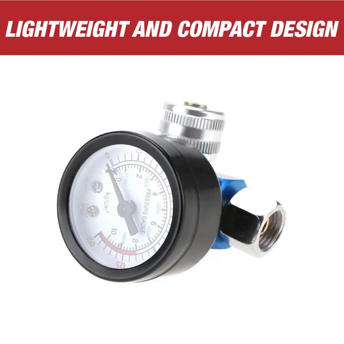 LAUCO ¼-inch Adjustable Air Pressure Regulator with Gauge, Pneumatic Tool & Spray Gun Pressure Control Valve (0-160 PSI) 1677