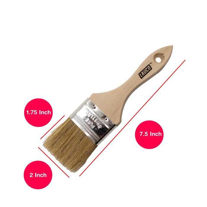 LAUCO 2-Inch Chip Paint Brushes – 36 Pack, Natural Bristle Disposable Brushes with Wooden Handles for Painting, Staining, Gluing, and Crafts 57016