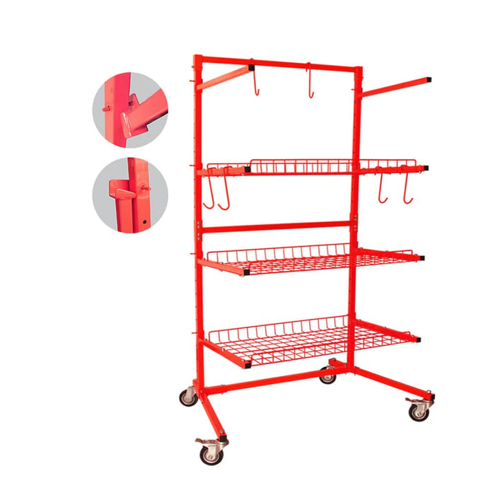 LAUCO B Series 3Shelf Auto Parts Storage Cart & Rack Stand for Garage, Workshop, Mechanic Shop, Heavy Duty Steel Construction, High Capacity, Space-Saving Organizer, Mobile & Stationary Use 07755