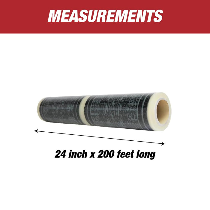 MAXIFILM 4 mil Adhesive Automotive Clear Plastic Carpet Protector Film Roll 24 inch x 200 feet, Sticky Car Carpet Cover Sheets, Perforated Every 21” - 100 Mats Per Roll ACPF1886
