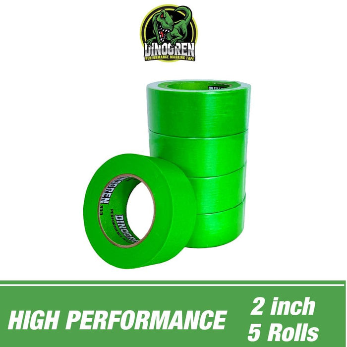 LAUCO DINOGREN High Performance Masking Tape for Car Paint, Heat & Water Resistant, Multi-Purpose Green (2 in (5 Rolls))