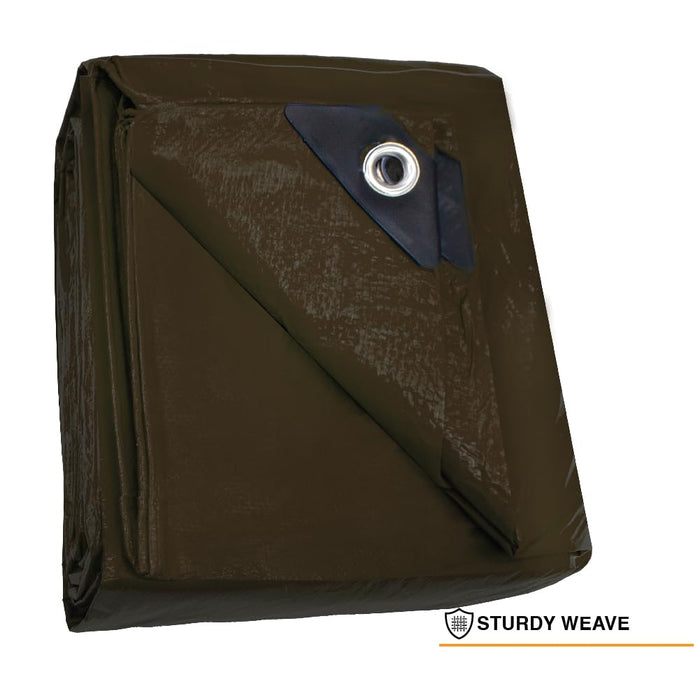 Heavy Duty Brown Tarp - 18ft x 24ft - 5 MIL Multipurpose UV Resistant, Waterproof Protective Tarp Cover with Metal Grommets and Reinforced Edges - for Roof, Camping, Patio, Boat, Car 38814
