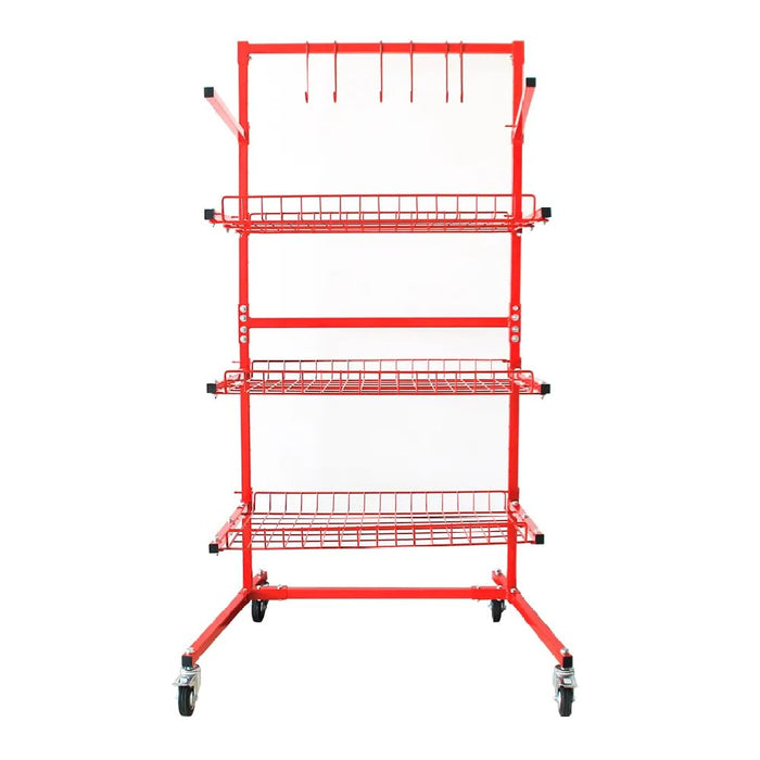 LAUCO Heavy Duty Parts Management Cart – 3-Shelf Rolling Tool Storage Rack with Locking Wheels, Industrial Metal Wire Shelving Unit for Garage, Workshop, Auto Shop, 31" x 41.5" x 74.5" - [7755 A & B]