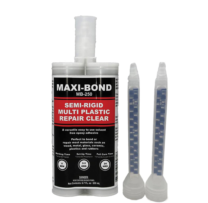 LAUCO Maxi-Bond Semi-Rigid Multi-Plastic Repair Epoxy Clear – 200ml (MB-250) – Fast 5-Minute Setting, High Bond Strength, Solvent-Free Adhesive for Plastic, Metal, Wood, and More 4581