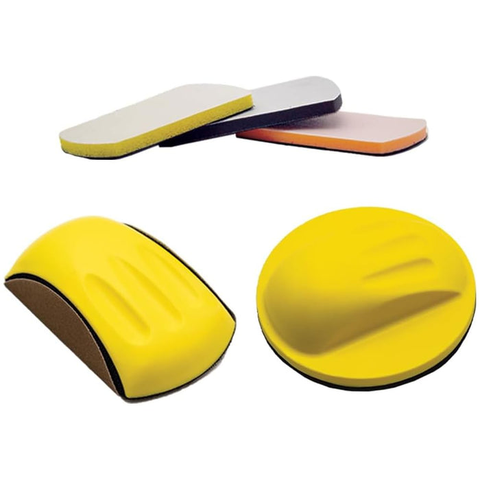 Hook and Loop Block KIT 6 Inch Round & Mouse Hand Sanding, Interface Pads Ideal for Woodworking, Furniture Restoration, Home and Automotive Body, Hook Backing Plate for Sanders or Polishers, 5 PCS