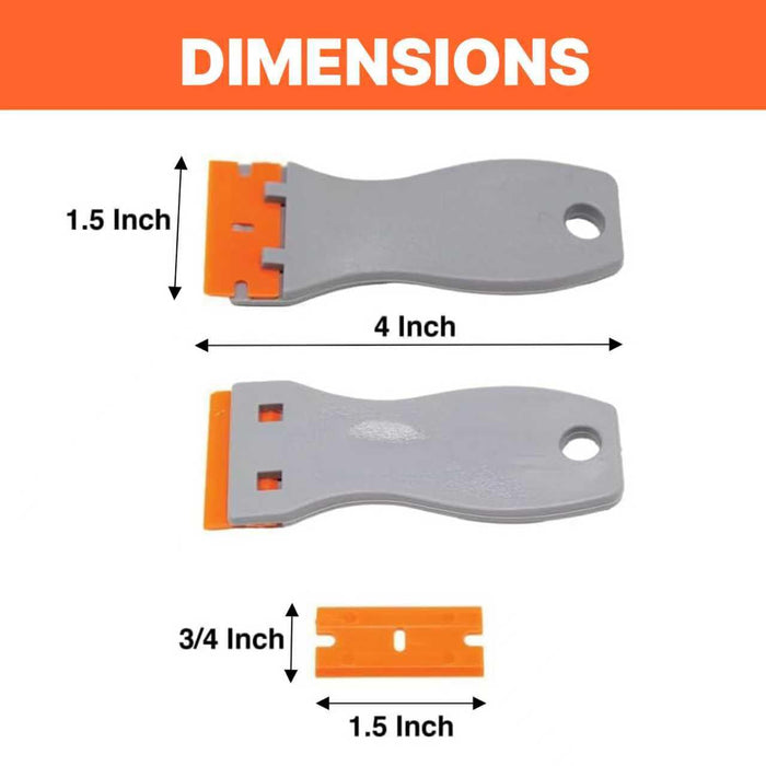 LAUCO Pack of 12 pcs Plastic Razor Blade Scraper Extra Plastic Razor Blades - Includes 24 Plastic Razor Blade Scraper Plastic Razor Blades Refills, Plastic 57048