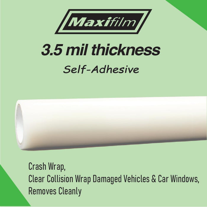 MAXIFILM Crash Wrap, 36 inch x 100 feet, Clear Collision Wrap for Damaged Vehicles & Car Windows, Removes Cleanly, Attaches Securely, Removes Cleanly (1885)