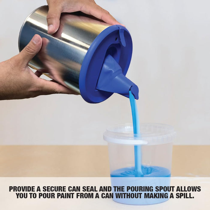 Paint Can Lid Cover and Pouring Spout for 1-Gallon Containers, 2 Pack - Secure Seal with Built-in Spout to Pour Paint Easy, Prevents Messes, Spills, Drips, Splatter - Paint Storage Lid